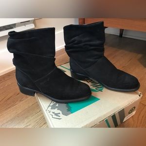Black suede Martino booties in EUC